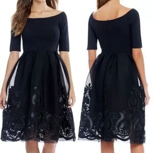 Chloe Dao Runway Black Lace Off Shoulder Tulle Formal Dress Rockabilly Gown S